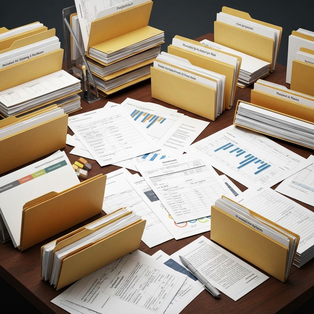 Различные примеры организации папок на офисном столе